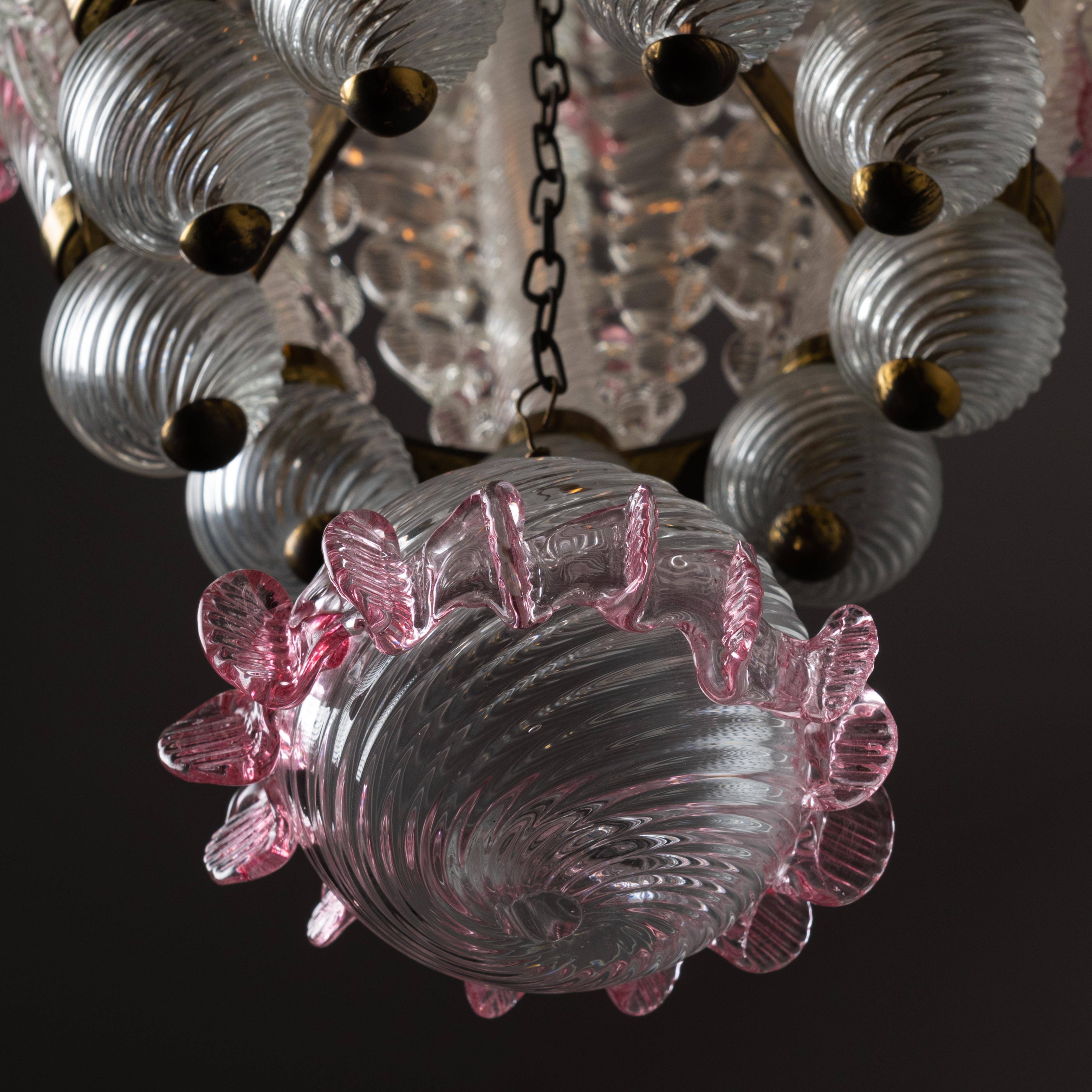 Murano Glass Chandelier by Tomaso Buzzi for Venini  For Sale