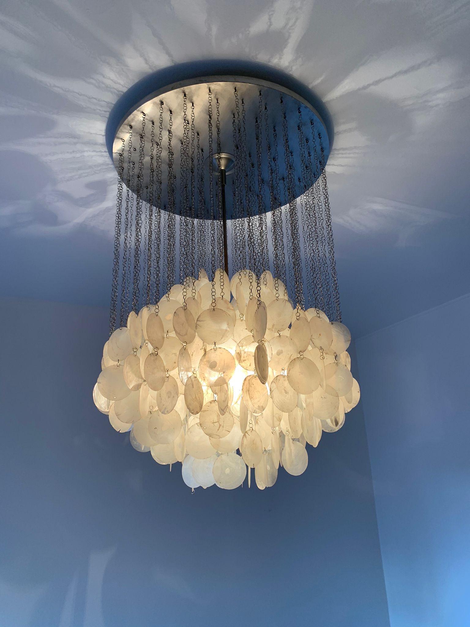 Mid-Century Modern Chandelier by Verner Panton manufactured by J. Luber, denmark,  1960s  For Sale