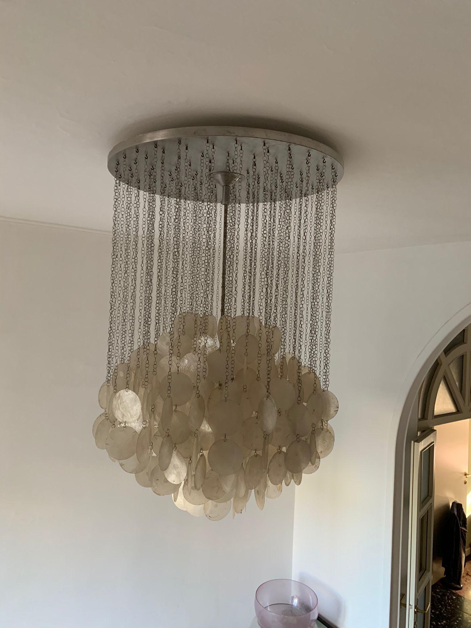 Chandelier by Verner Panton manufactured by J. Luber, denmark,  1960s  In Good Condition For Sale In Milano, IT