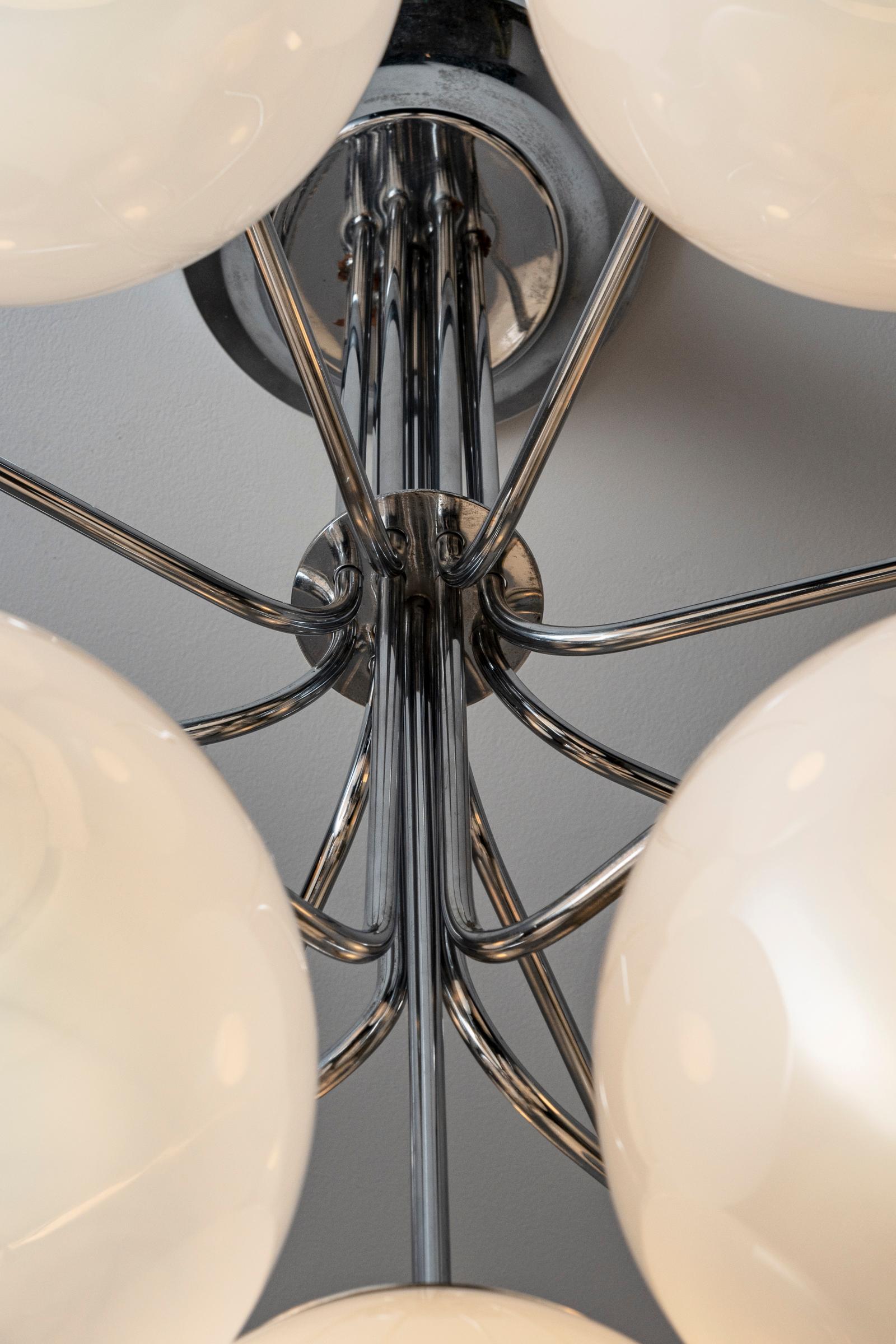 Chrome Chandelier by Angelo Mangiarotti for Candle