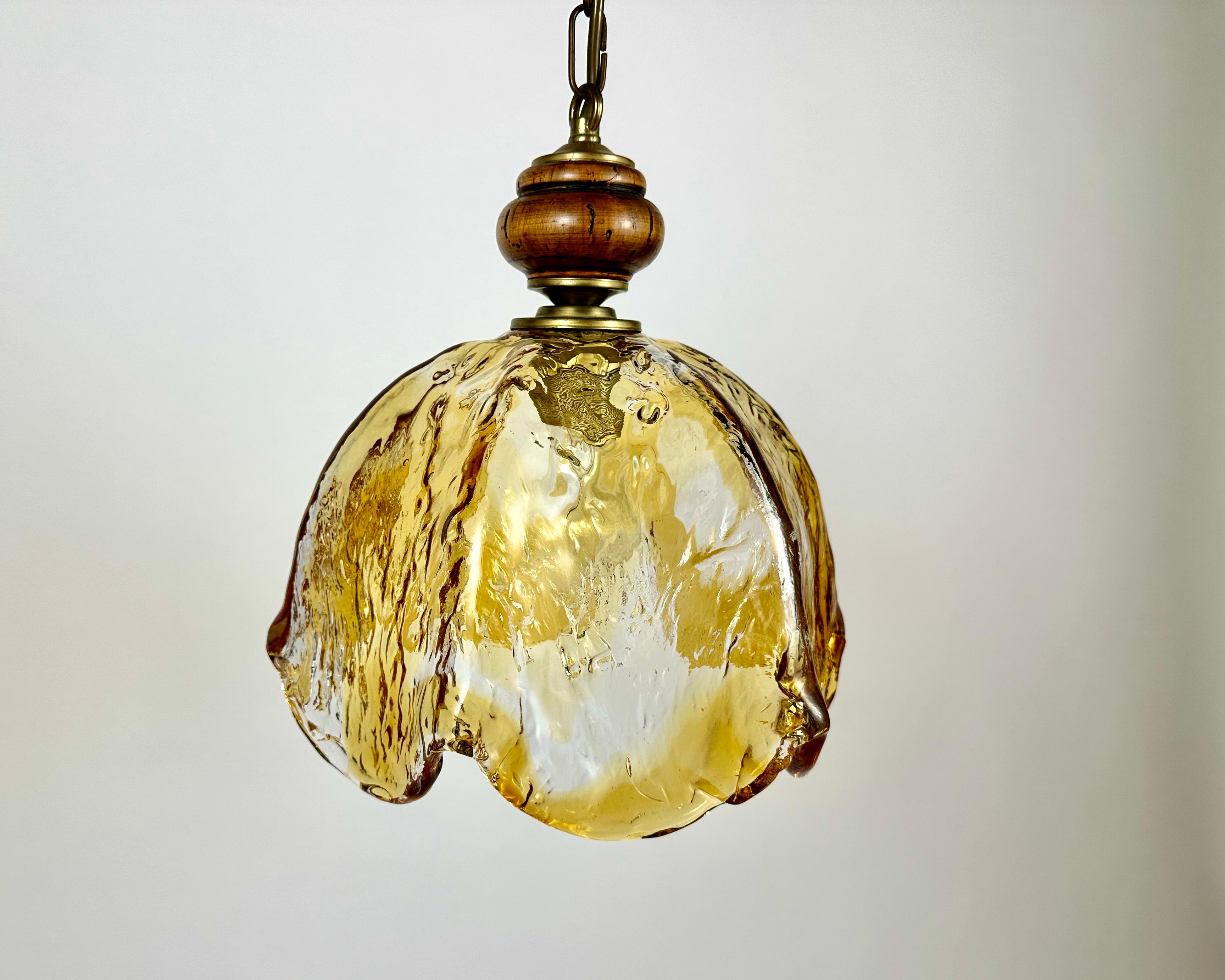 Mid-Century Modern Chandelier Carlo Nason Mazzega Murano Glass Suspension Chandelier, Italy, 70s For Sale