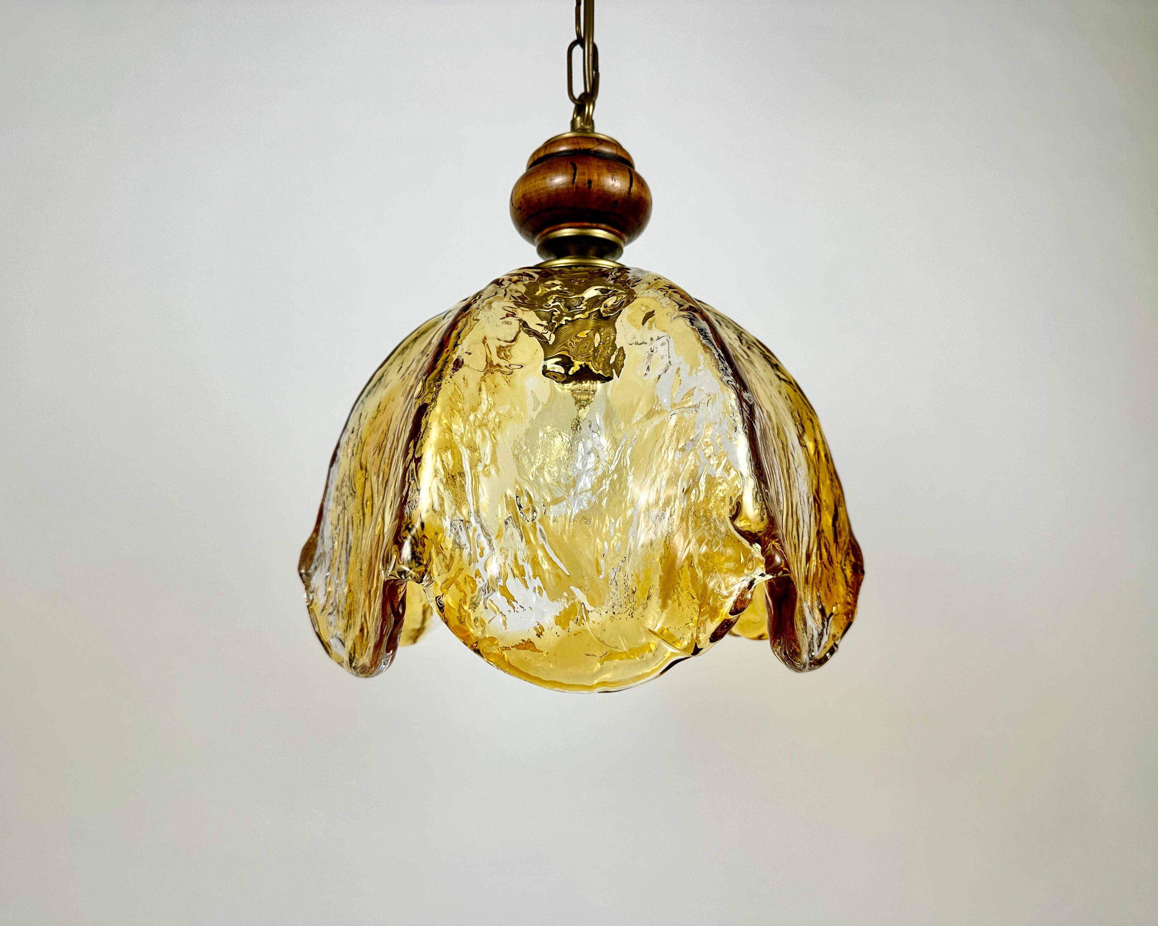 Italian Chandelier Carlo Nason Mazzega Murano Glass Suspension Chandelier, Italy, 70s For Sale