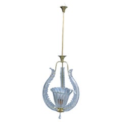 Lámpara de techo Barovier Latón y cristal de Murano Años 40 Made in Italy