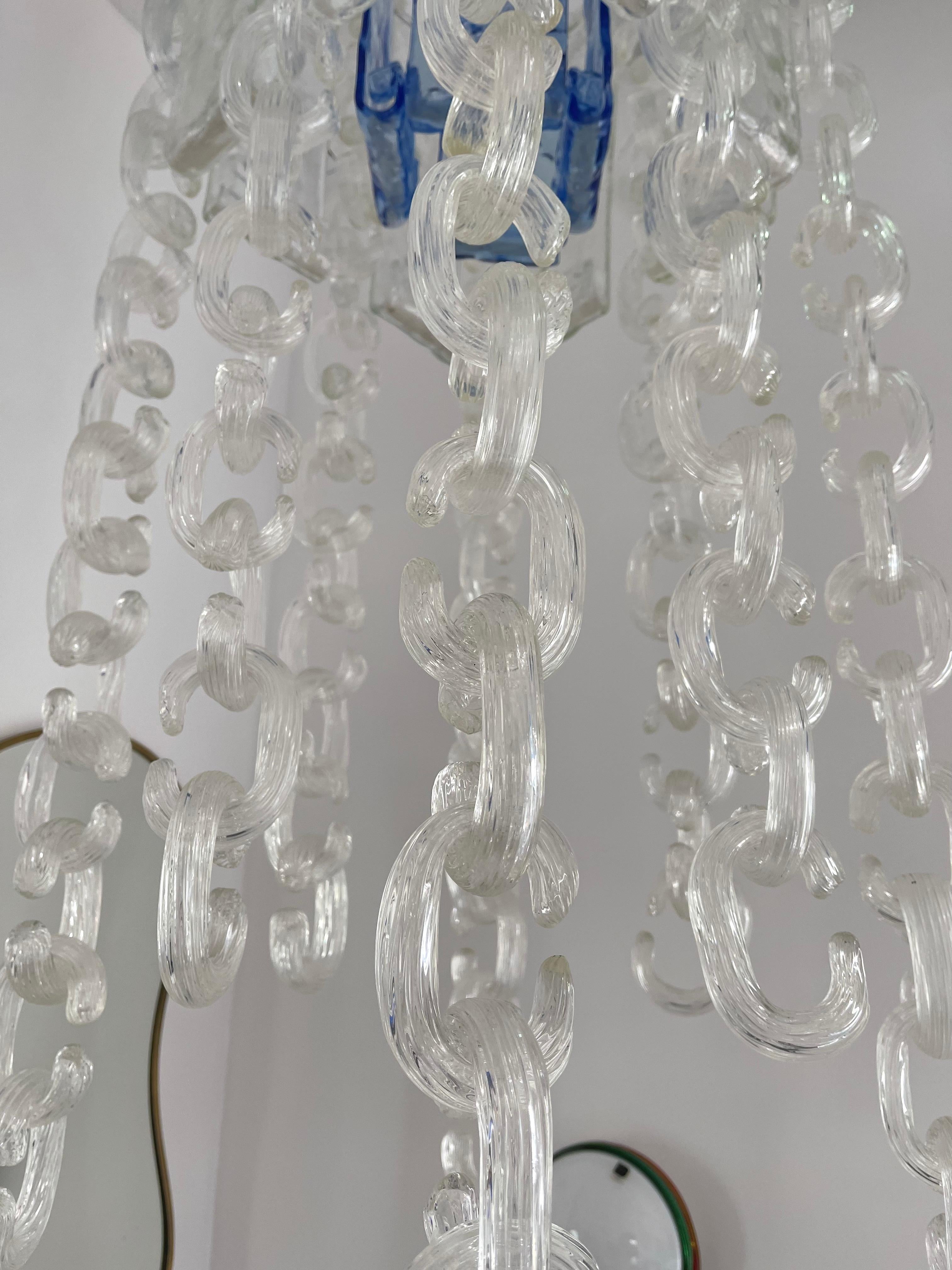 Late 20th Century Chandelier Chain Murano Glass Metal by Fratelli Toso, Italy, 1970s