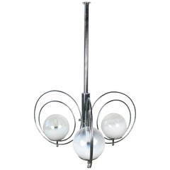 Lampadario Cromo e sfere di vetro di Murano Design italiano anni '70 Rotondo