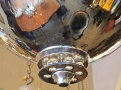Chandelier Chromed and Glass, 1920, Style Art Deco