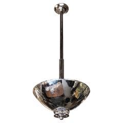 Chandelier Chromed and Glass, 1920, Style Art Deco