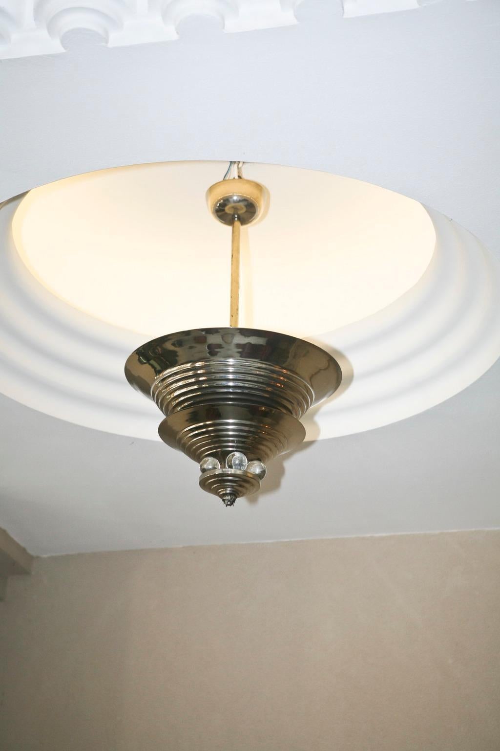 Amaizing hanging lamp

Material: Chromed bronze and glass
Style: Art Deco
Country: German
If you are looking for sconces to match your ceiling lighting, we have what you need.
To take care of your property and the lives of our customers, the new