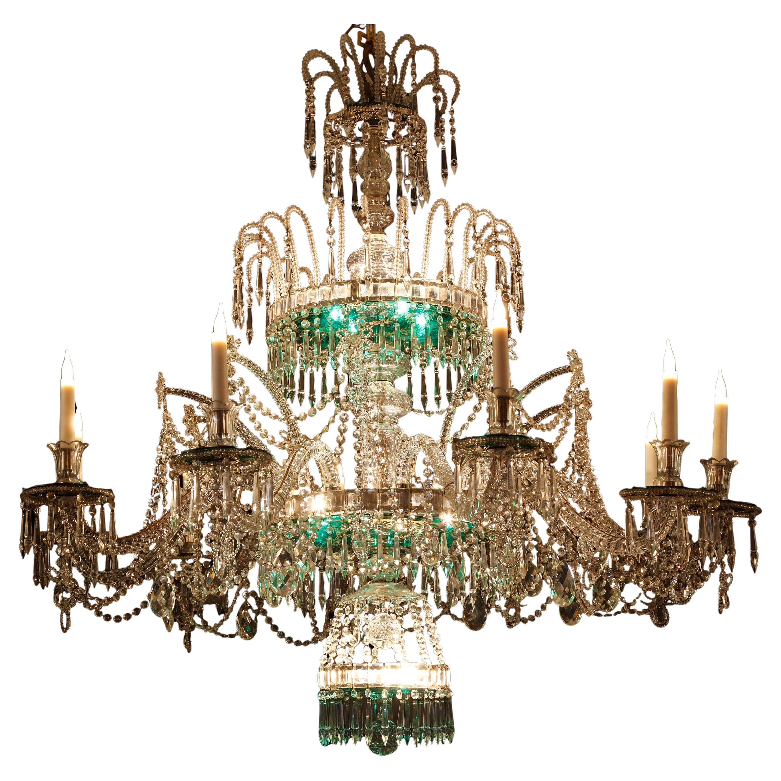 Araña de Cristal Atribuida a la Manufactura Granja, España, Circa 1900