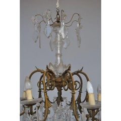 Chandelier Crystal Pendants Gilt Bronze Rococo Style XIXth