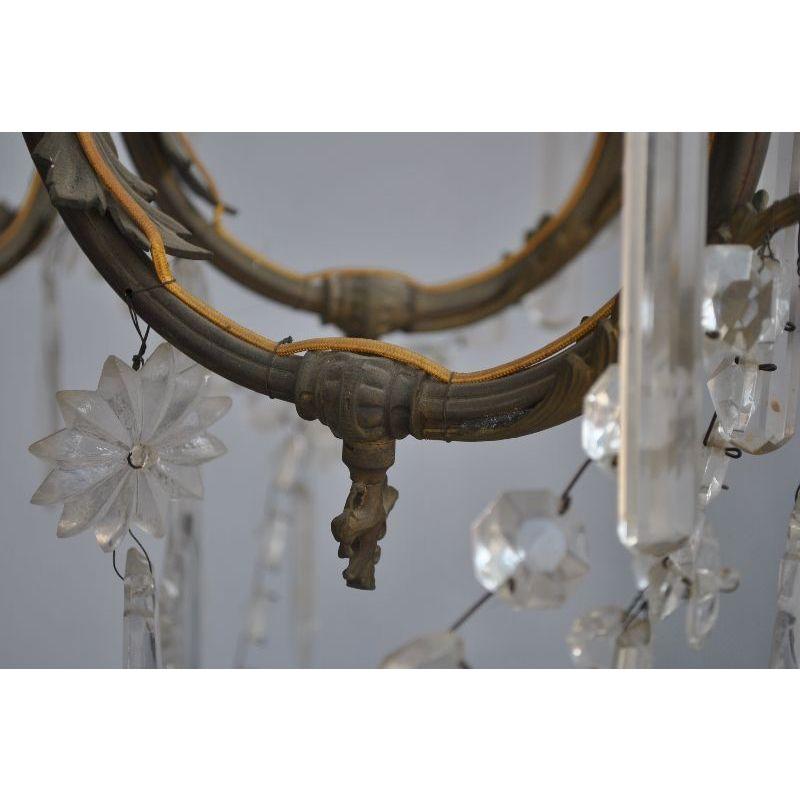 19th Century Chandelier Crystal Pendants Gilt Bronze Rococo Style XIXth For Sale