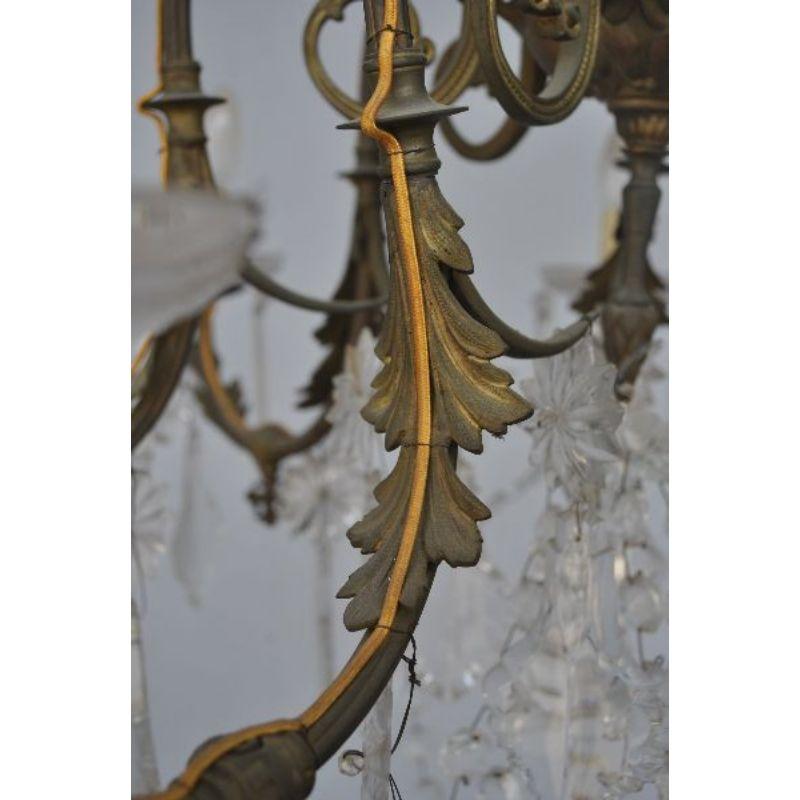 Lustre à suspension en cristal et bronze doré de style rococo XIXe siècle en vente 1