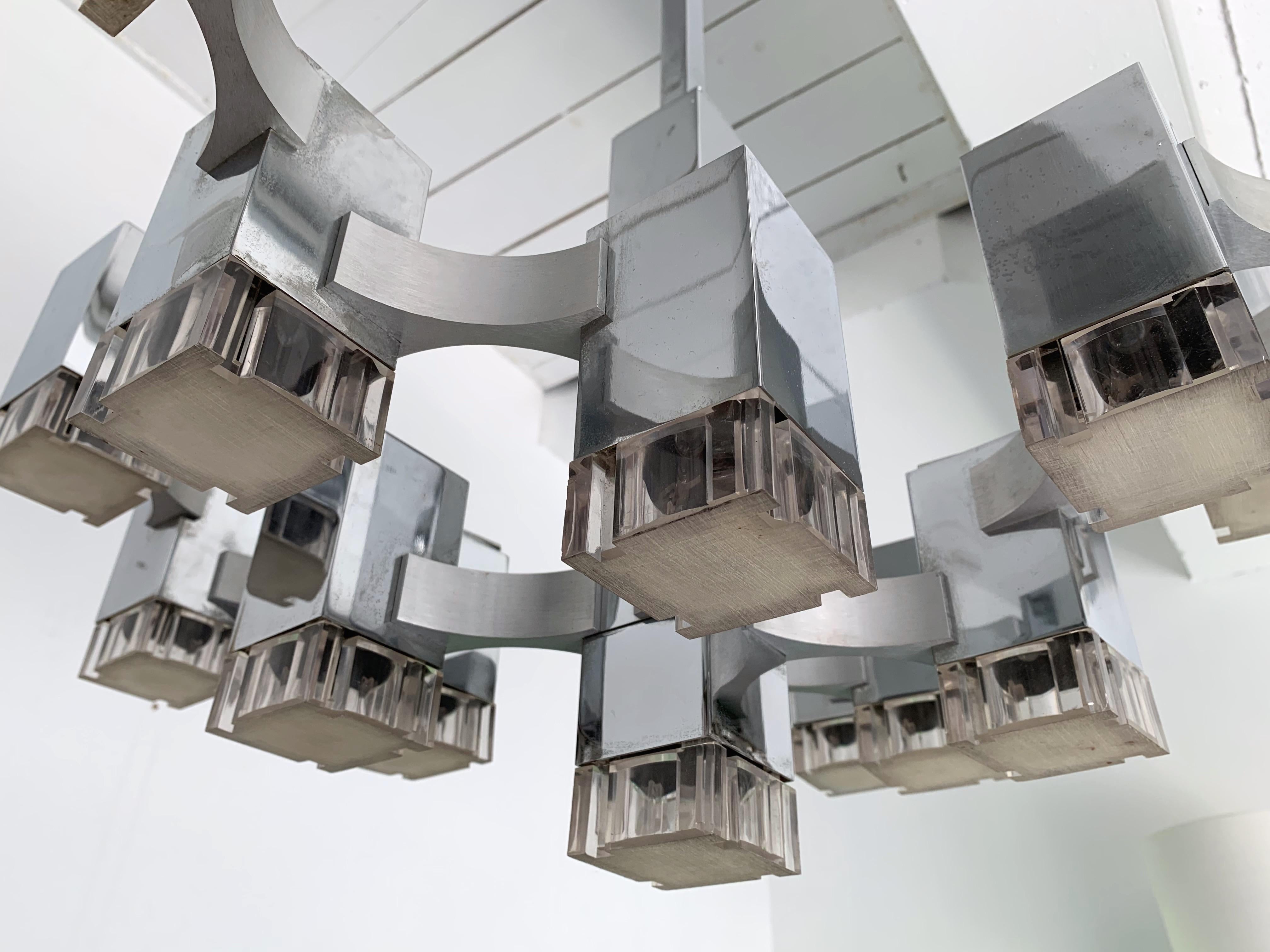 Chandelier Cubic by Sciolari, Italy, 1970s 1