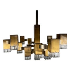 Chandelier Cubic by Sciolari, Lightolier, Italy, 1970s