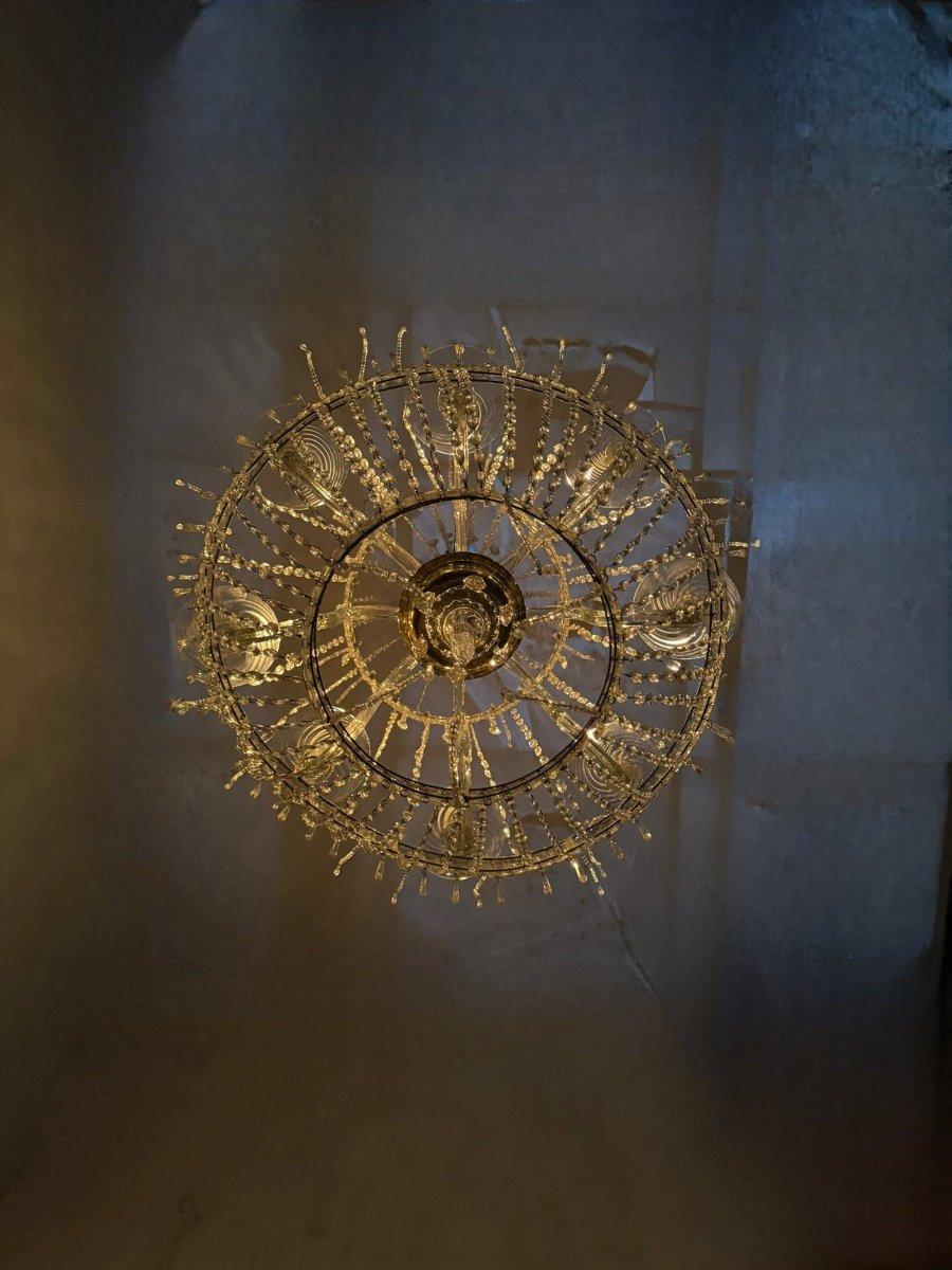 Chandelier, Cut Crystal Navette Tassels, Circa 1800, Height 170cm For Sale 5
