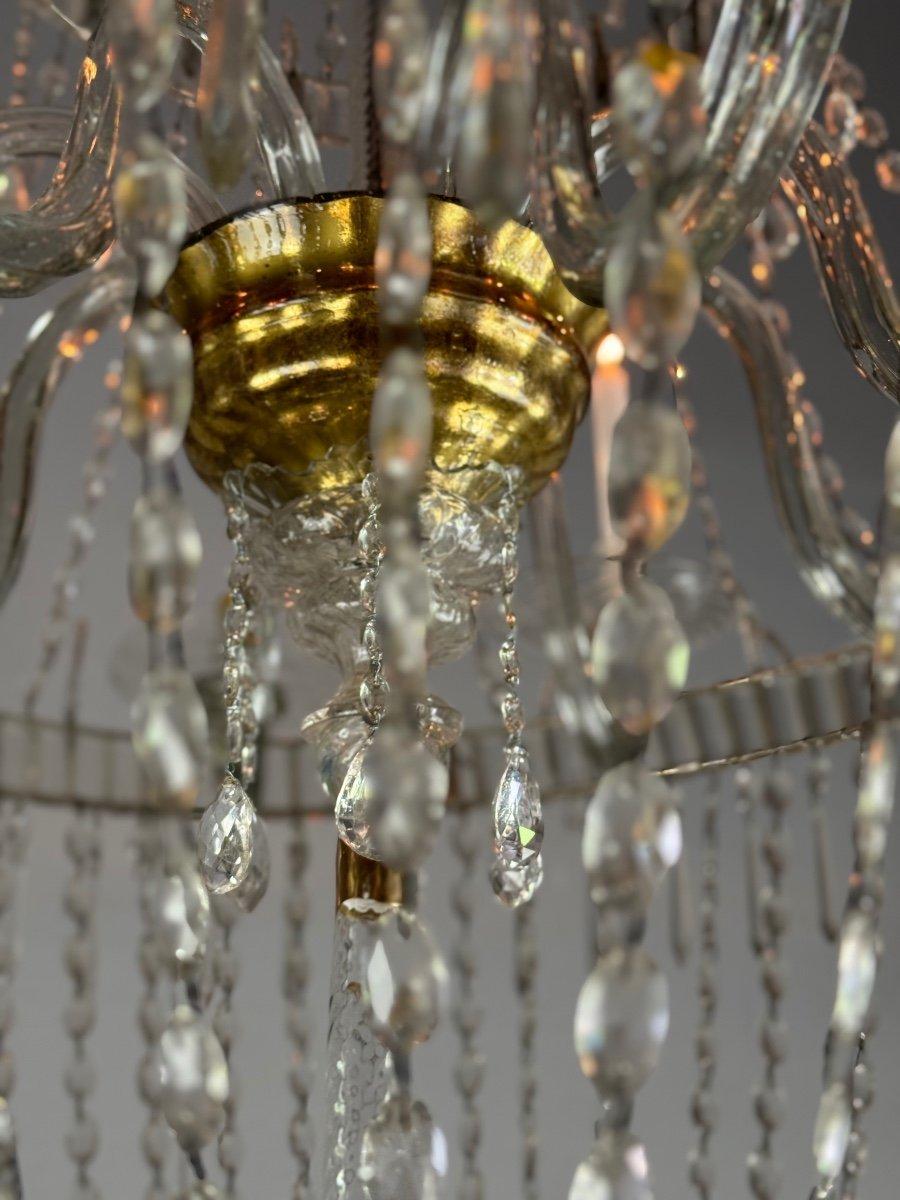 19th Century Chandelier, Cut Crystal Navette Tassels, Circa 1800, Height 170cm For Sale