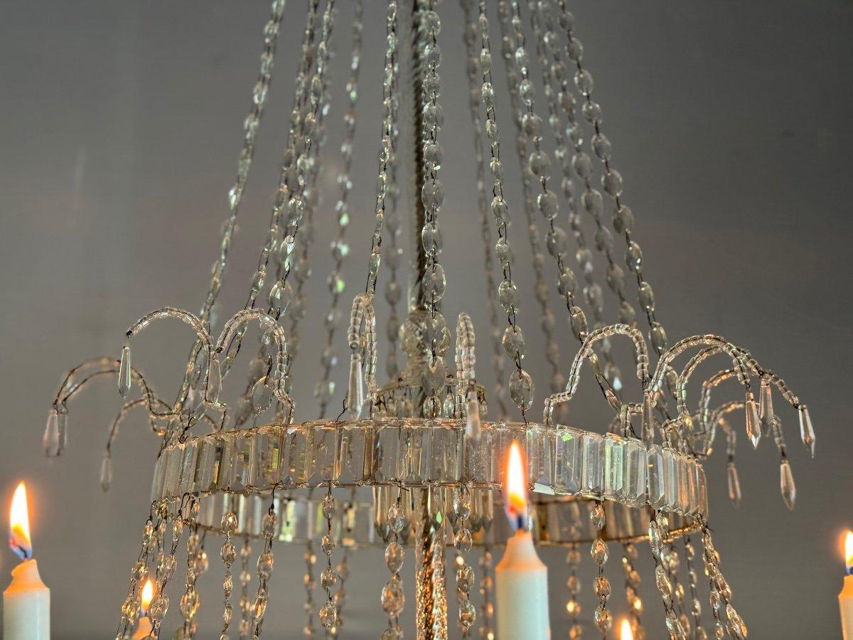 Chandelier, Cut Crystal Navette Tassels, Circa 1800, Height 170cm For Sale 2