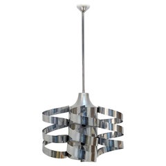 Chandelier Cyclone, Steel Chrome and Aluminum, Attributed to Sauze for Sciolari
