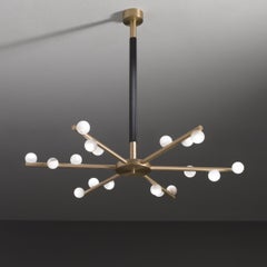 Lampadario Demetra in ottone spazzolato di Alabastro Italiano