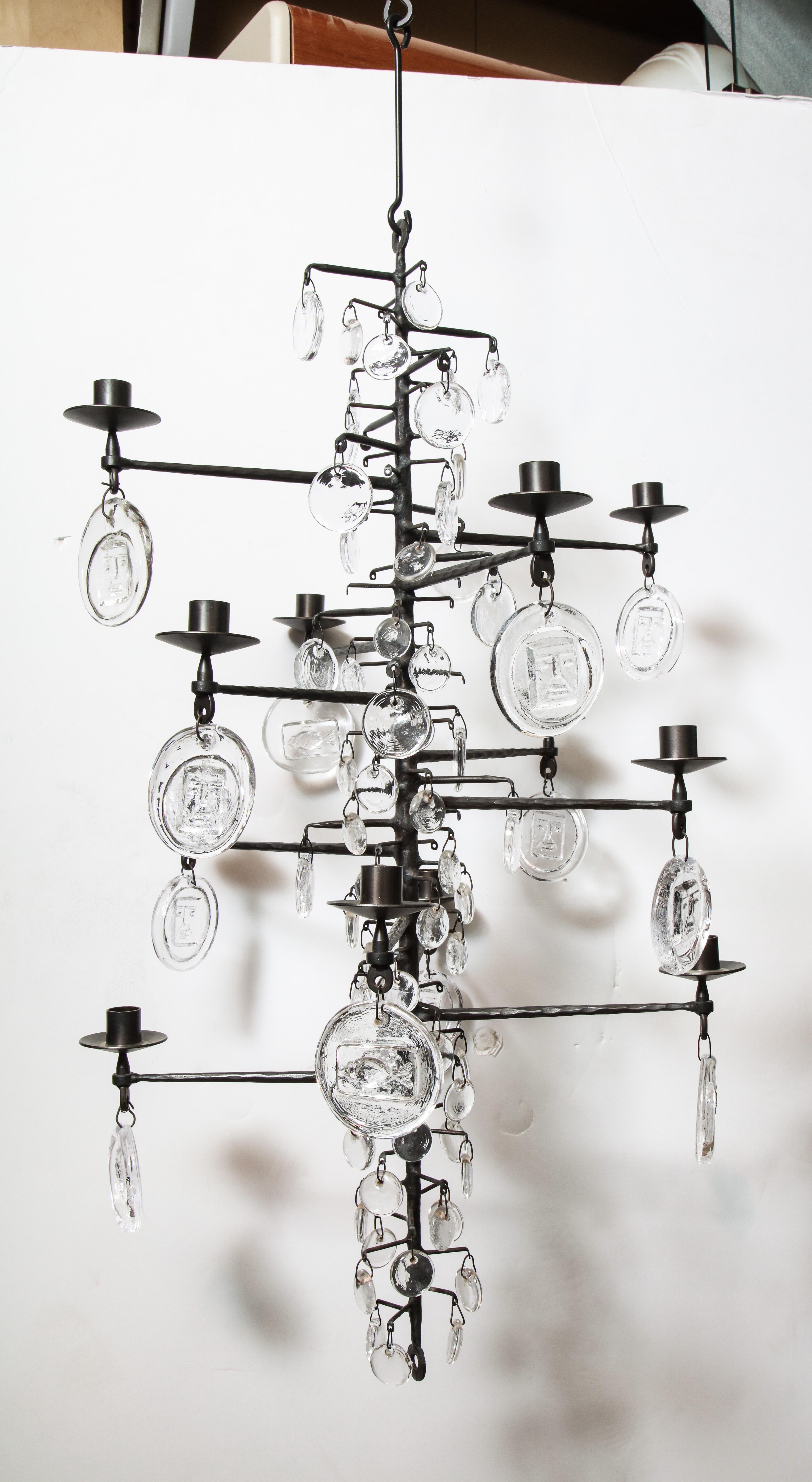 Erik Hoglund Model 341 Chandelier In Excellent Condition For Sale In New York, NY