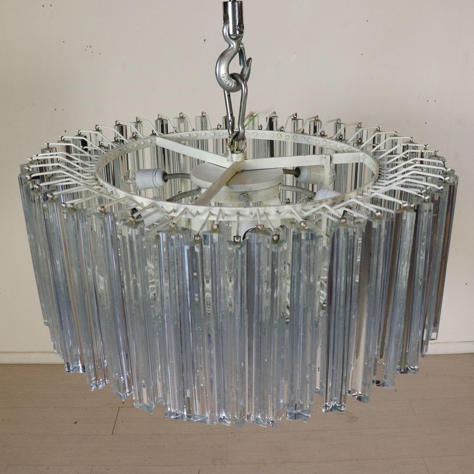 Late 20th Century Chandelier Designed for Venini Metal Crystal Vintage, Italy, 1970s-1980s