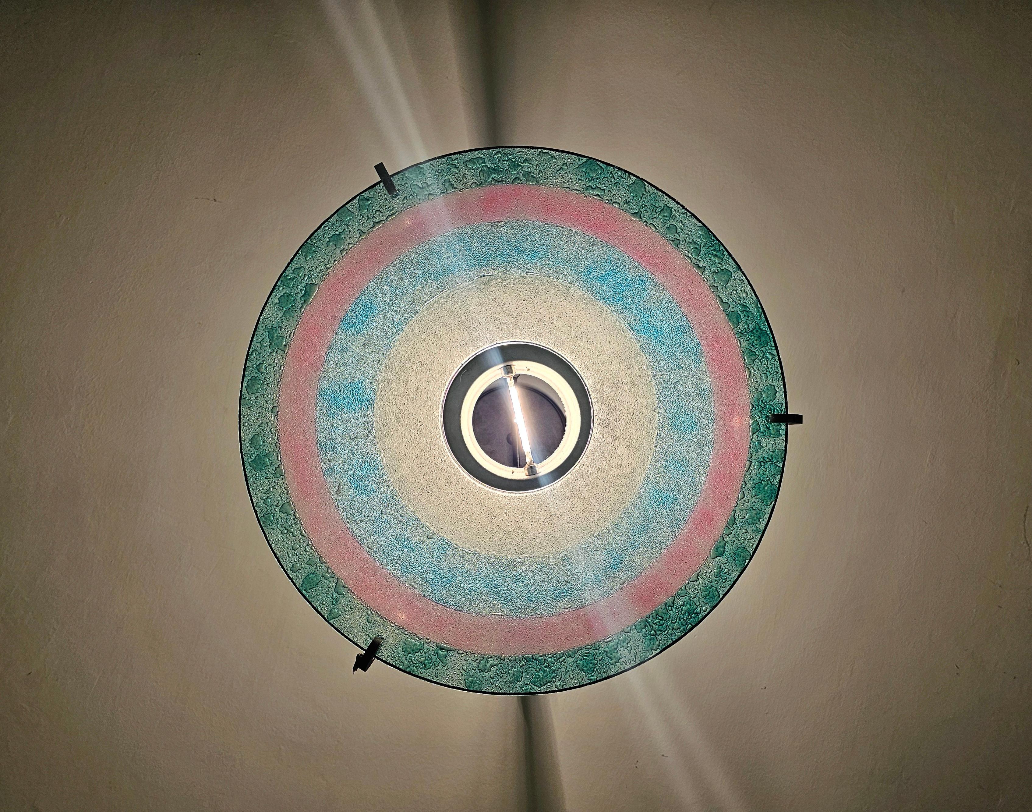 Post-Modern Chandelier designed in style of Memphis Group, inspired by the Rings of Saturn For Sale