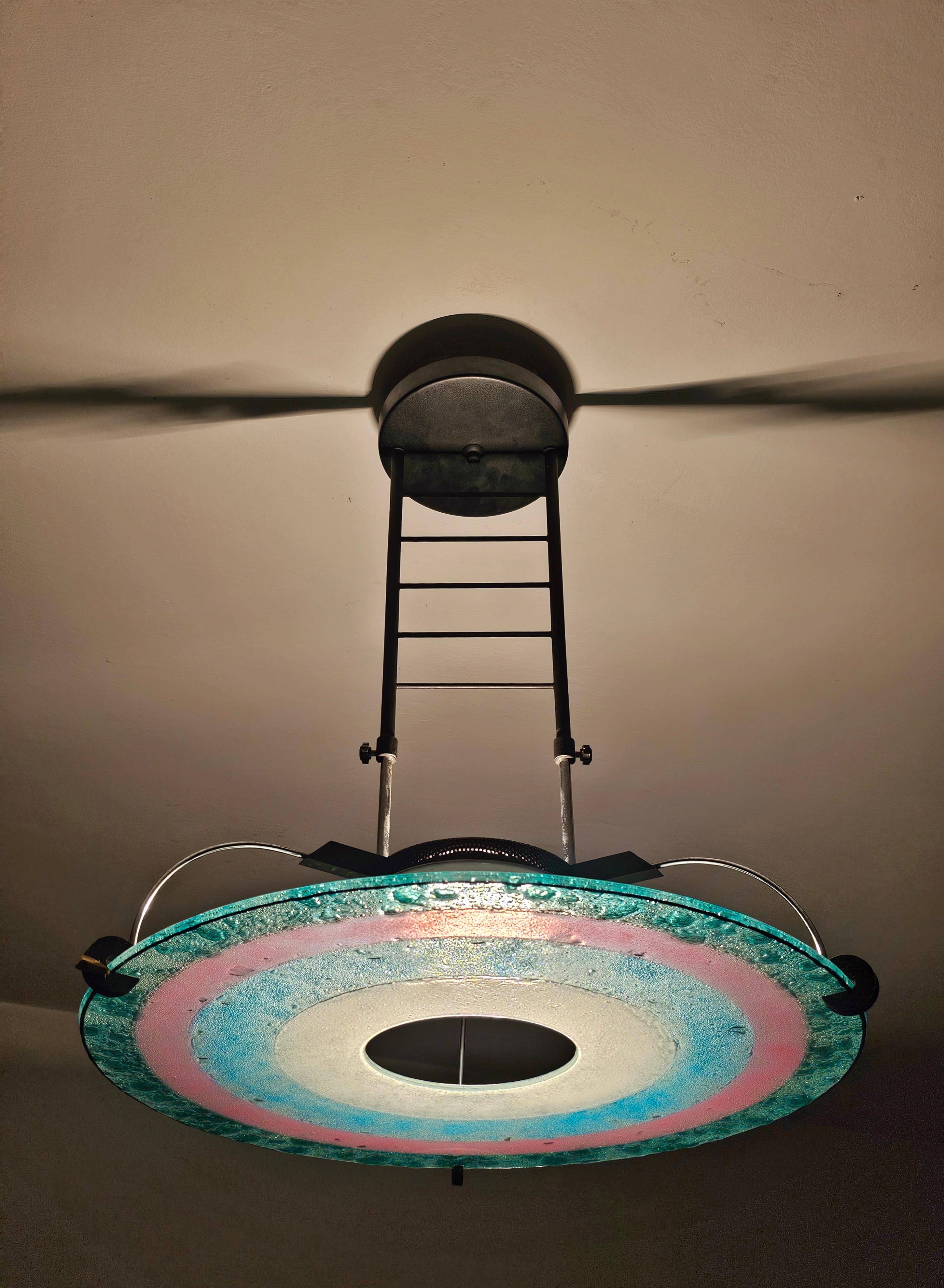 Chandelier designed in style of Memphis Group, inspired by the Rings of Saturn In Good Condition For Sale In Beograd, RS