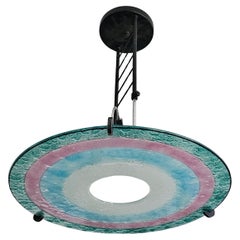 Chandelier designed in style of Memphis Group, inspired by the Rings of Saturn