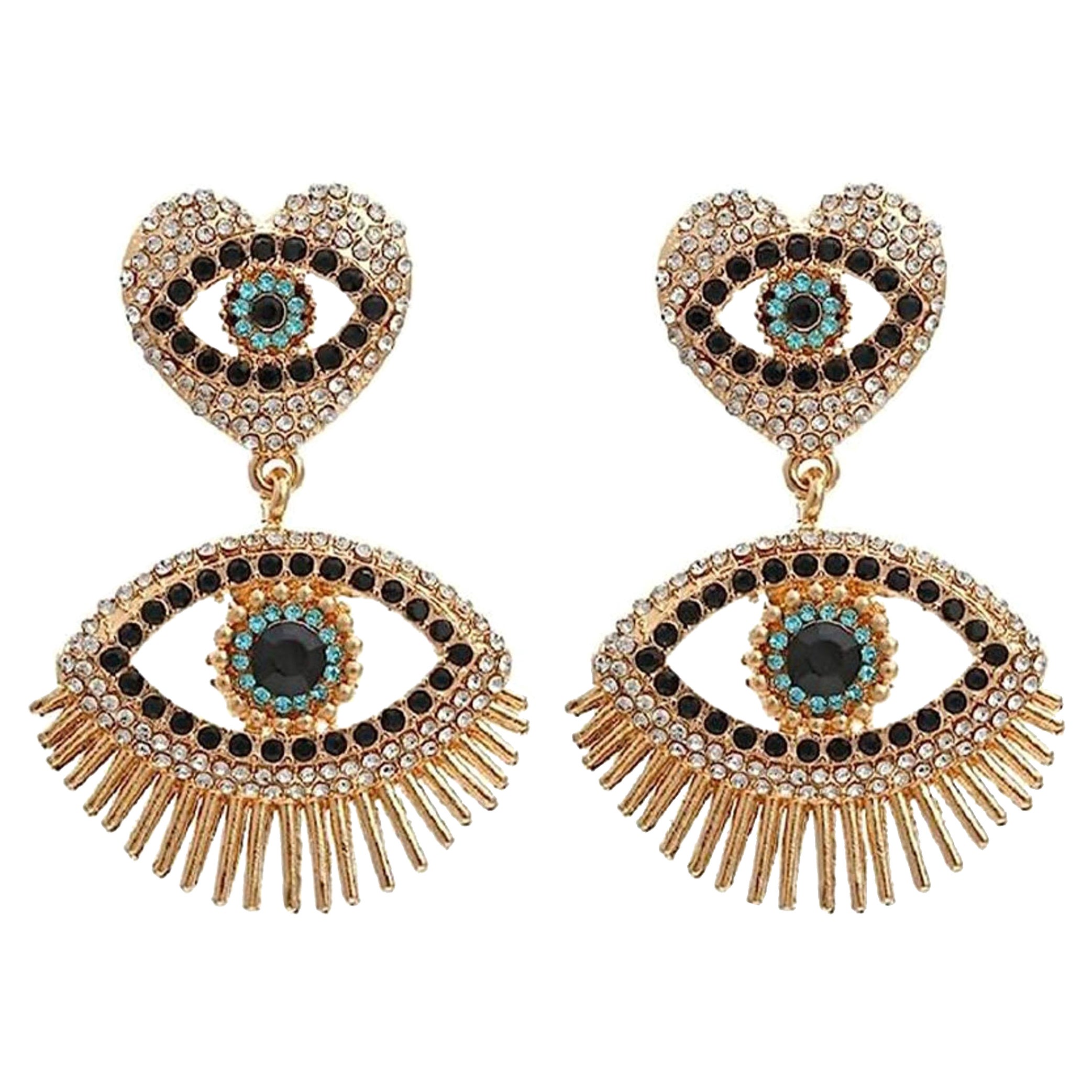 Pendants d'oreilles chandelier en or jaune 14 carats avec diamants
