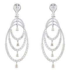 Chandelier Diamond 18K White Gold Statement Earrings