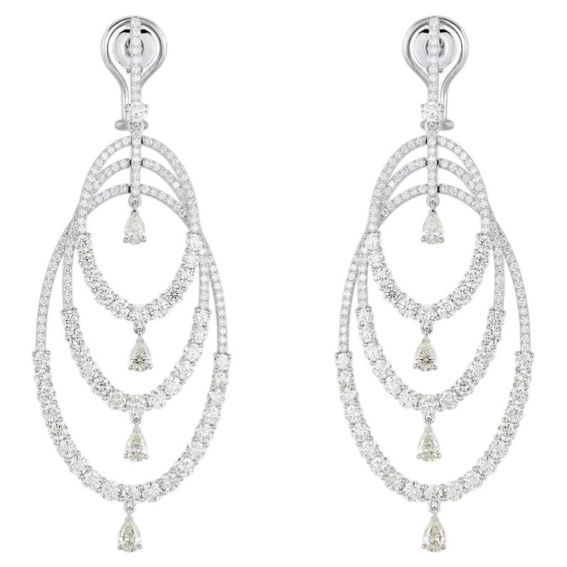 9.29ct Diamond 18K White Gold Chandelier Earrings