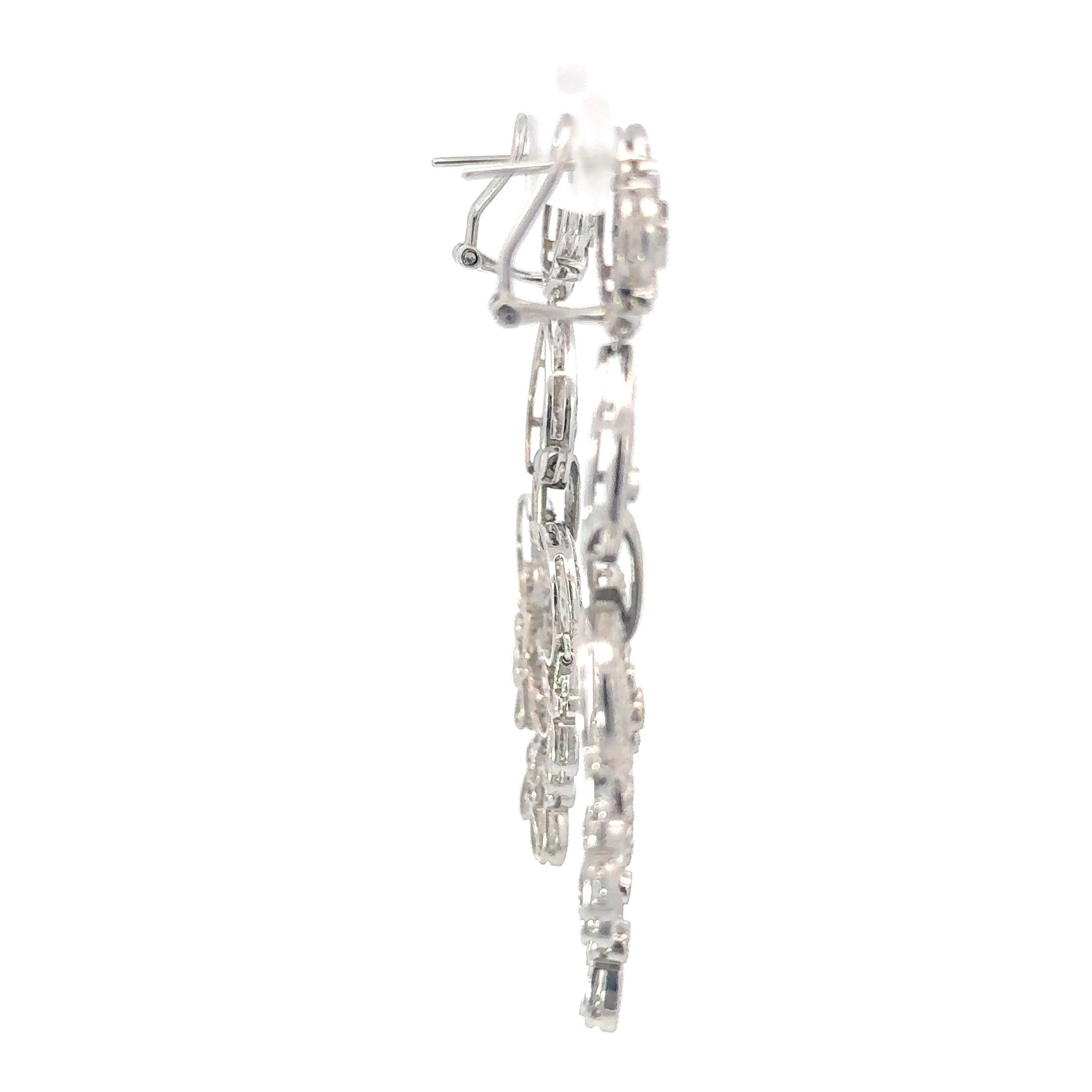 Women's Chandelier Diamond '4ctw' Earrings 14k White Gold For Sale