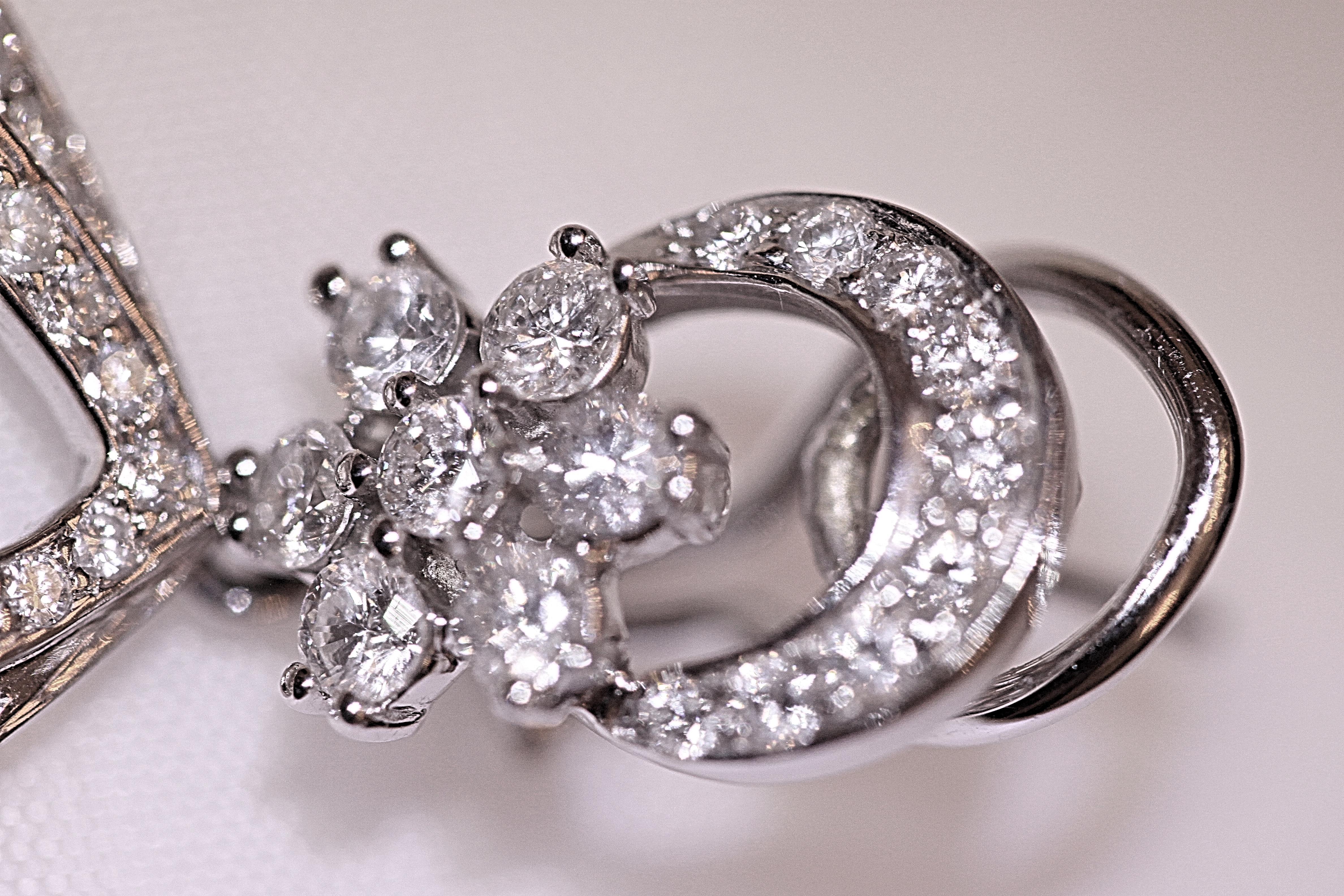 Women's Chandelier Diamond Earrings 18 Karat White Gold