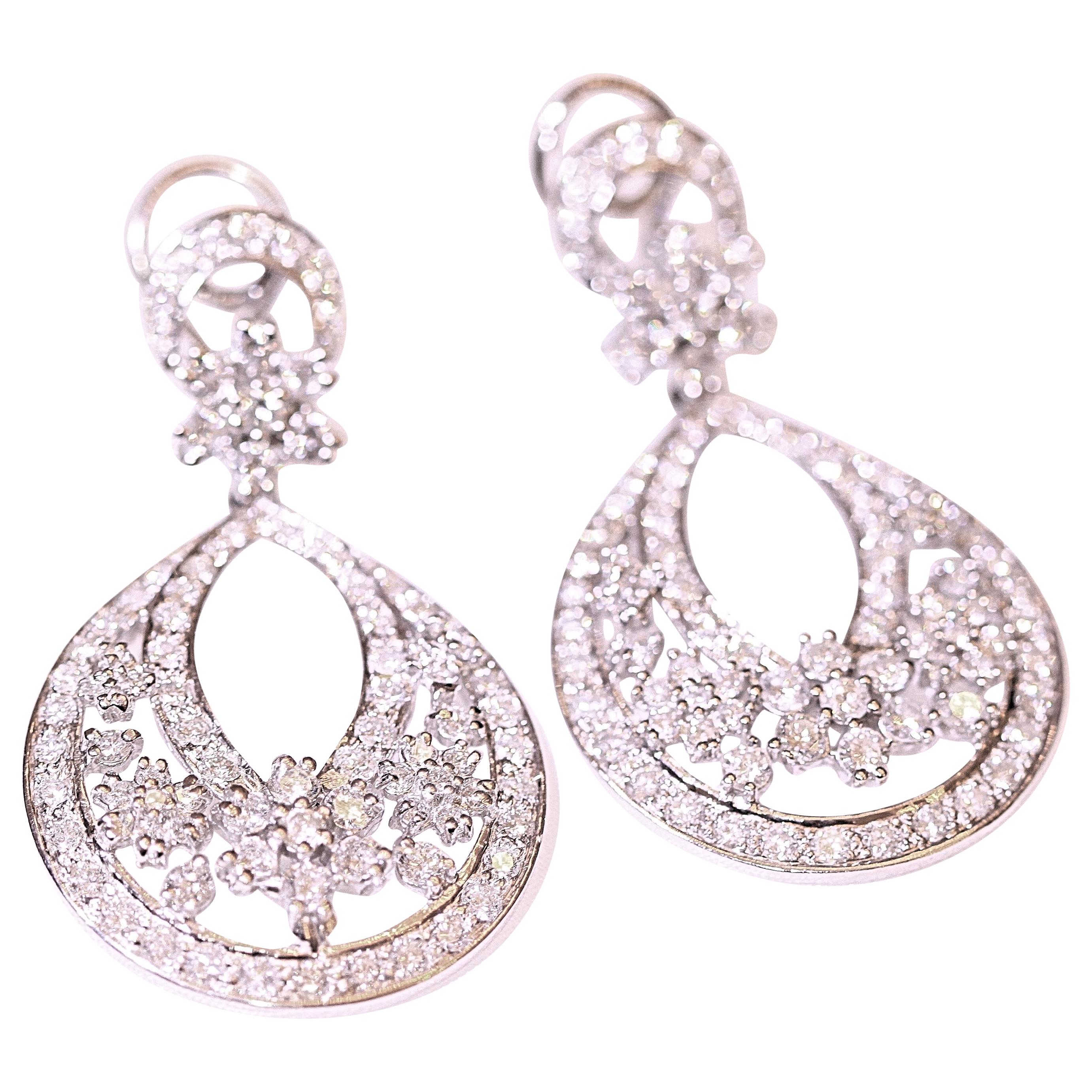 Chandelier Diamond Earrings 18 Karat White Gold