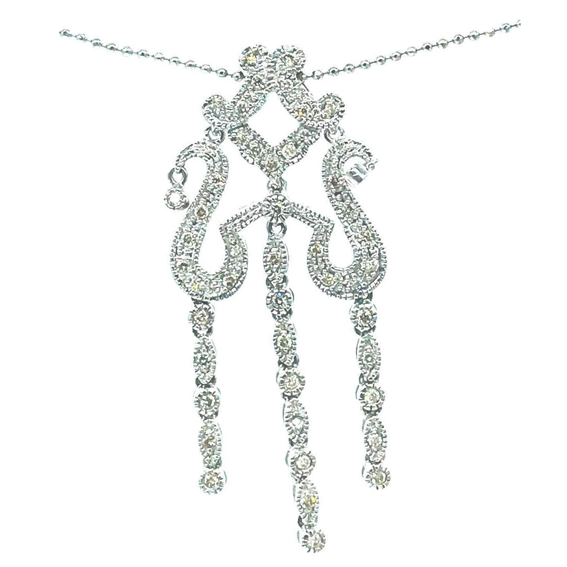 Chandelier, collana di diamanti da 1,50", oro 14Kt