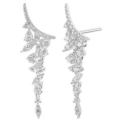 Chandelier Drop Earrings with 1.23 Ct Round Diamond in 18K White Gold