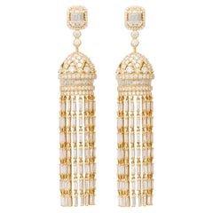 Chandelier Ear Pendants Diamond Yellow Gold 18K