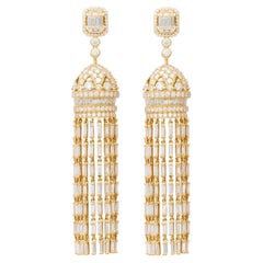 Chandelier Ear Pendants Diamond Yellow Gold 18K