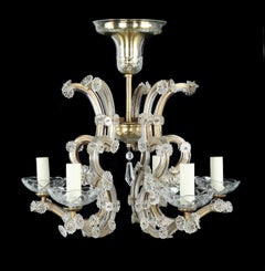 Chandelier, 6-Arm, Gilt-Brass, Glass, Edwardian Rococo Revival