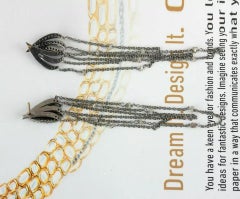 Chandelier Earring Pave Diamond 14k Gold & 925 Silver Chain