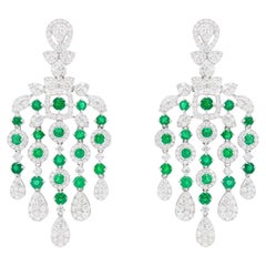 Chandelier Earrings Emeralds 3.46 Carats and Diamonds 3.87 Carats