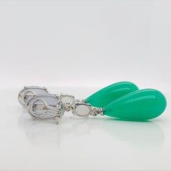 Chandelier Earrings Jade Diamonds Chalcedony White Gold 18 Karat