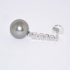 Chandelier Earrings Tahiti Pearls 3.1 White Diamonds White Gold 18 Karat