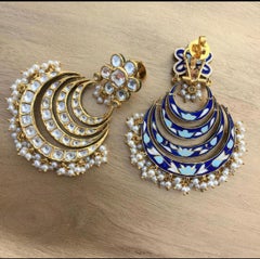 Chandelier Earrings with Diamond and Intricate Enamel Handcrafted in 18K Gold