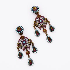 Chandelier Earrings With Swarovski Crystal Floral Motif By Heidi Daus