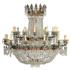 Chandelier Empire Style Glass Bronze Italy 20th Century Chandelier Empire Style Glass Bronze Italy 20th Century