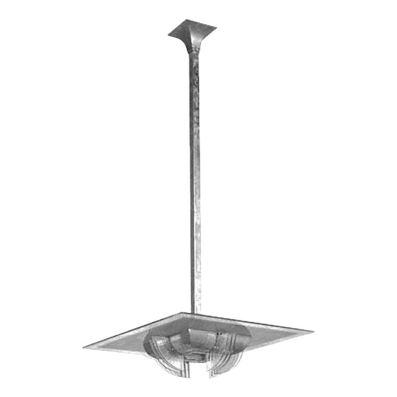Lampadario in vetro inciso e cromo 1940 Roger Caillat per Soubrier in vendita