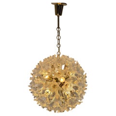 Lampadario "Esprit" in vetro soffiato a mano di Murano e ottone dorato, anni '70
