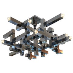 Chandelier Futura Metal Chrome by Sciolari, Italy, 1970s