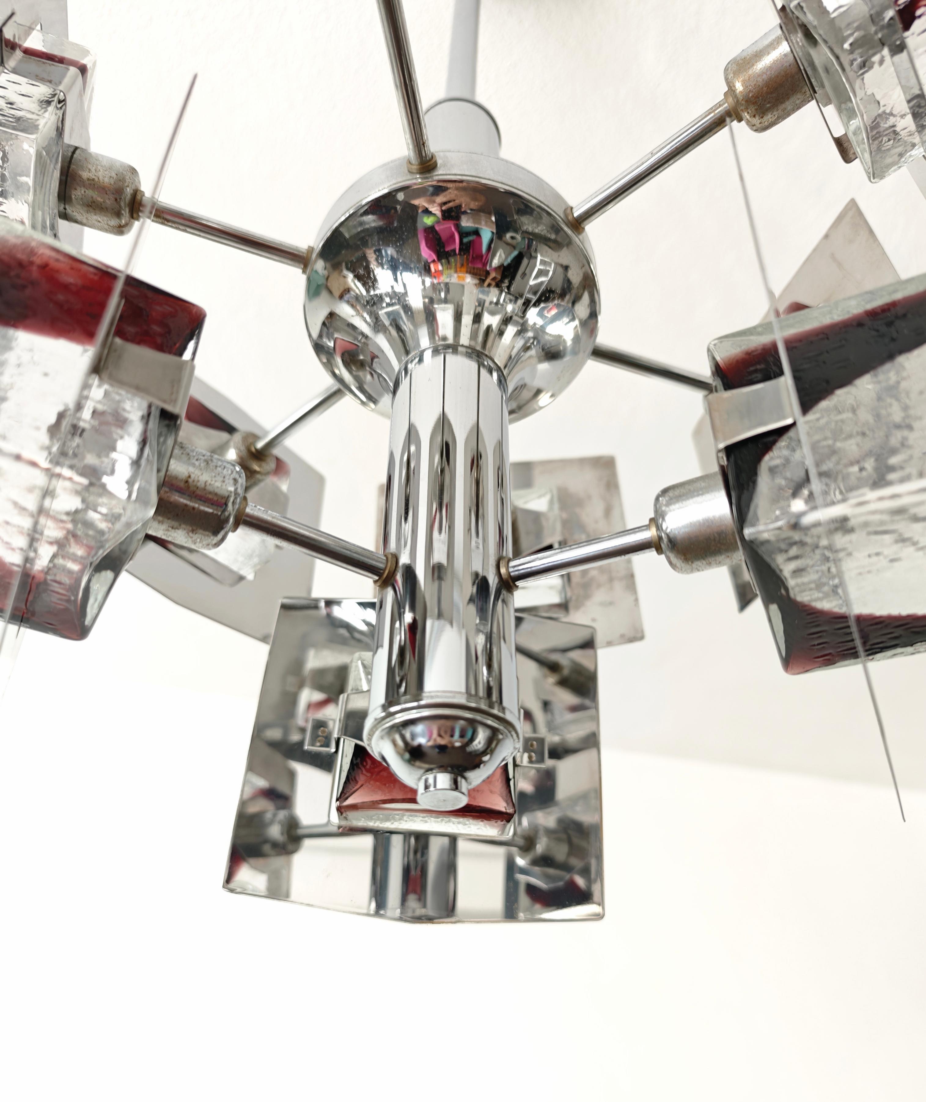 Kronleuchter Gaetano Sciolari Chrom und Glas Italienisches Design der Jahrhundertmitte 1960/70er Jahre im Angebot 11